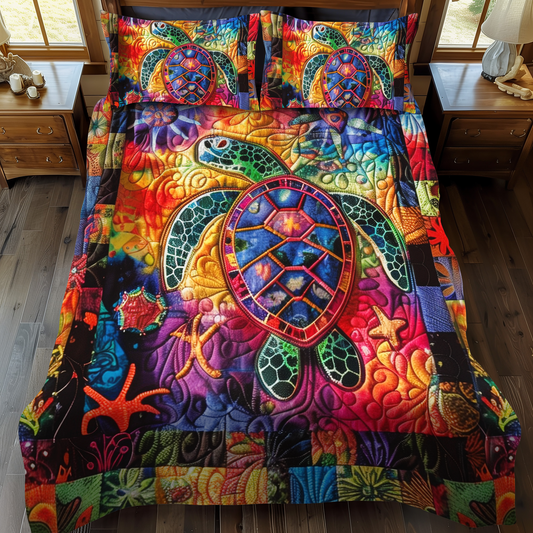 Magnificent Turtles 3-Piece Quilted Bedding Set - Single (59" x 70")