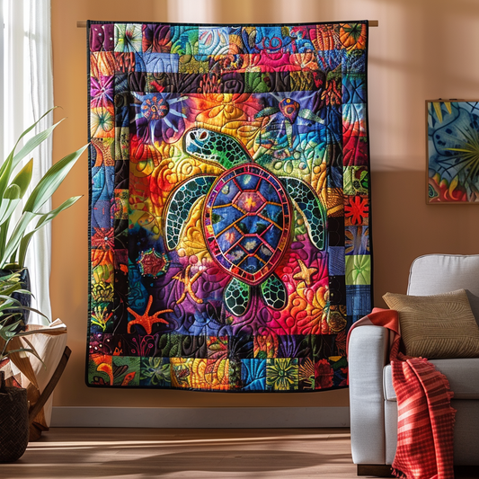 Magnificent Turtles Quilted Blanket - Throw (55" x 60")