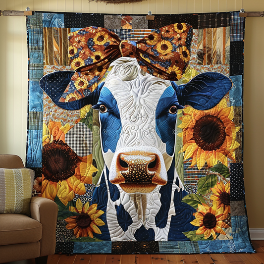 Majestic Sunflower Bovine Quilted Blanket - Throw (55" x 60")