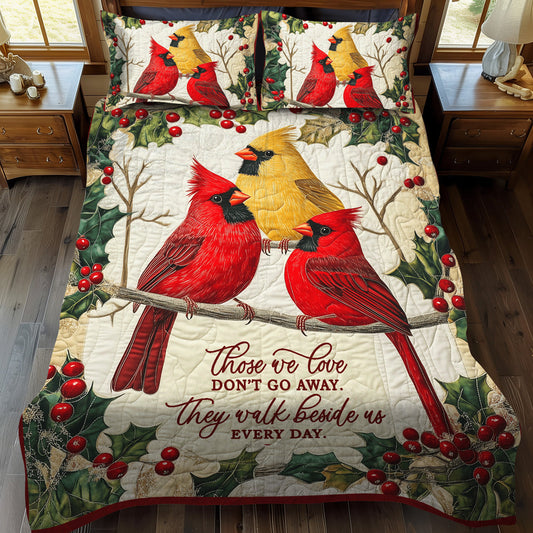 Majestic Cardinals 3-Piece Quilted Bedding Set - Single (59" x 70")
