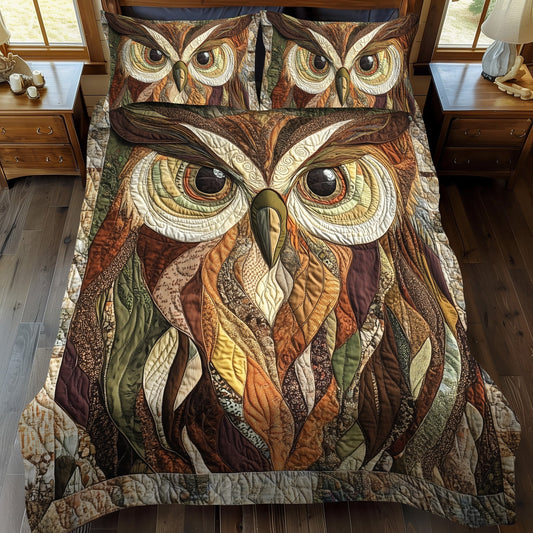 Majestic Owl 3-Piece Quilted Bedding Set - Single (59" x 70")