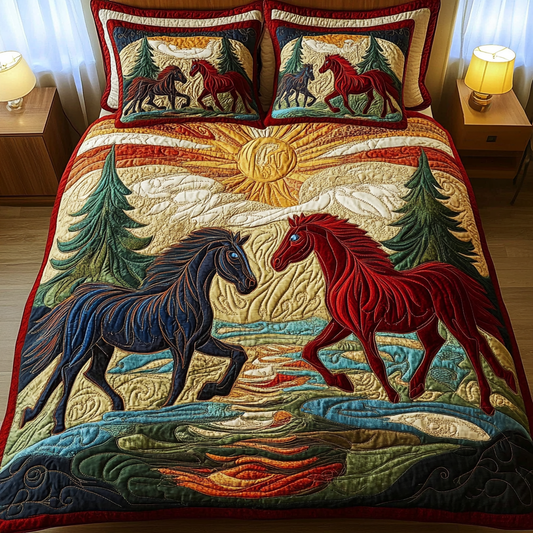 Majestic Stallion 3-Piece Quilted Bedding Set - Single (59" x 70")