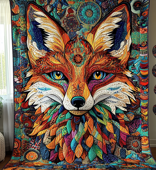 Mandala Fox Quilted Blanket - Throw (55" x 60")