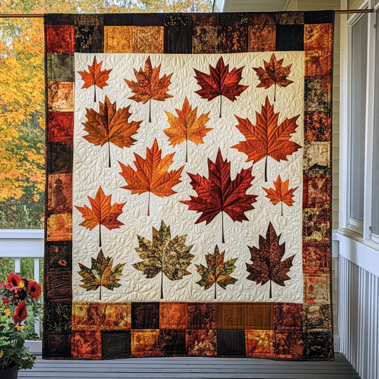 Maple Leaves Fall Quilted Blanket - Throw (55" x 60")