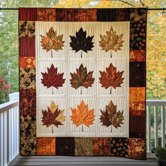 Maple Leaves Thanksgiving Quilted Blanket - Throw (55" x 60")