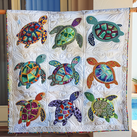 Marine Mosaics Quilted Blanket - Throw (55" x 60")