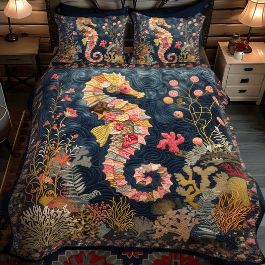 Marine Garden 3-Piece Quilted Bedding Set - Single (59" x 70")