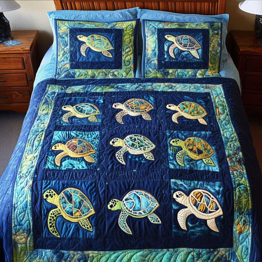 Marine Oasis 3-Piece Quilted Bedding Set - Single (59" x 70")