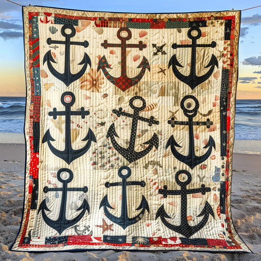Maritime Anchors Quilted Blanket - Throw (55" x 60")