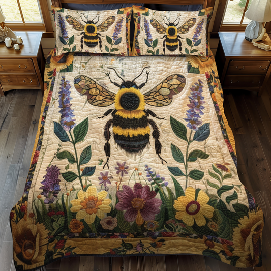 Meadow Bee 3-Piece Quilted Bedding Set - Single (59" x 70")