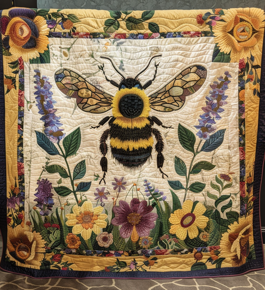Meadow Bee Quilted Blanket - Throw (55" x 60")