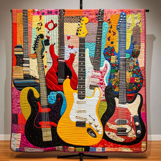Melodic Strings Quilted Blanket - Throw (55" x 60")
