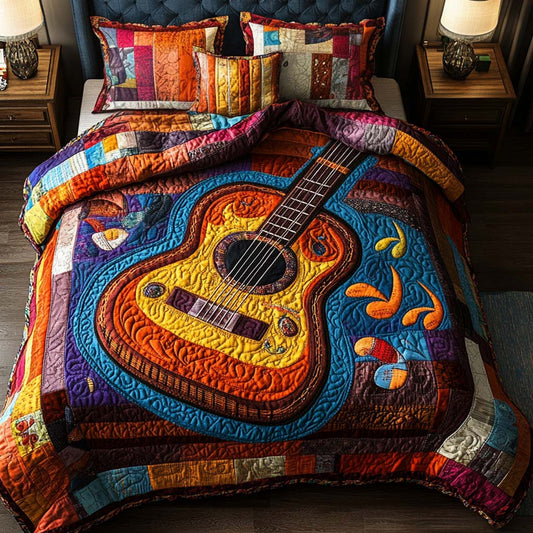 Melody Strings 3-Piece Quilted Bedding Set - Single (59" x 70")