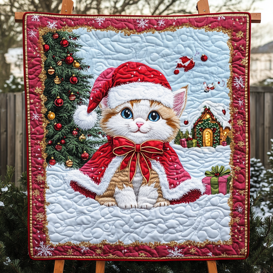 Meowy Christmas Delight Quilted Blanket - Throw (55" x 60")