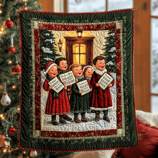 Merry Caroling Night Quilted Blanket - Throw (55" x 60")