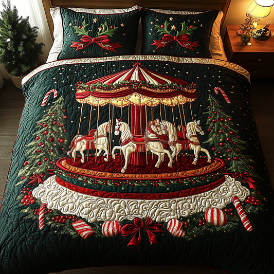 Merry Carousel Nights 3-Piece Quilted Bedding Set - Single (59" x 70")