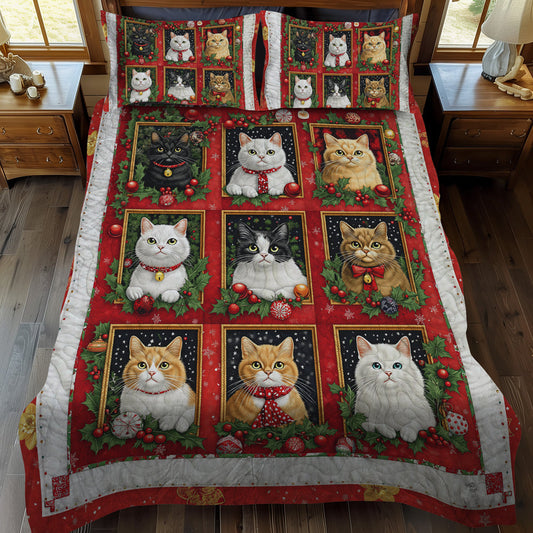 Merry Catmas 3-Piece Quilted Bedding Set - Single (59" x 70")