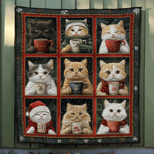 Merry Catmas Quilted Blanket - Throw (55" x 60")