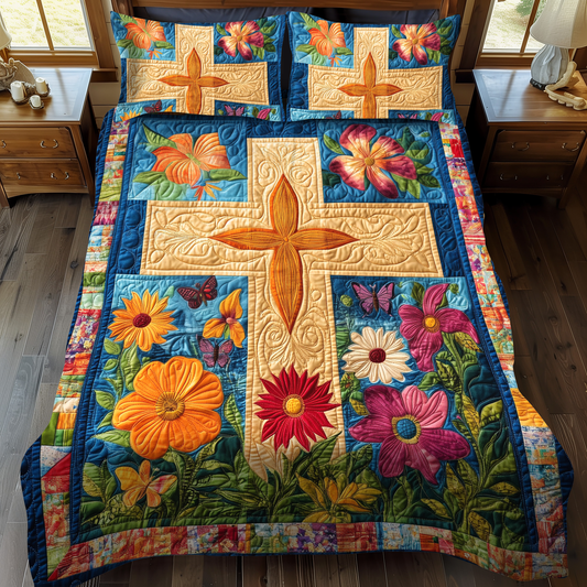 Merry Cross 3-Piece Quilted Bedding Set - Single (59" x 70")