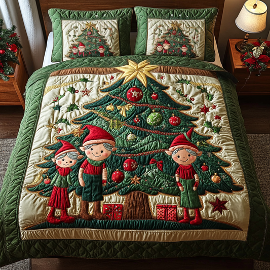 Merry Elf 3-Piece Quilted Bedding Set - Single (59" x 70")