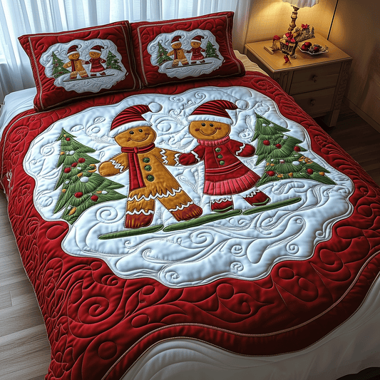 Merry Gingerbread Nights 3-Piece Quilted Bedding Set - Single (59" x 70")