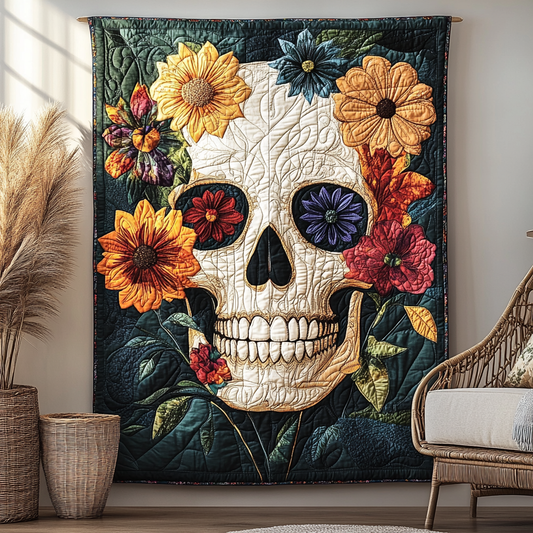 Mexican Heritage Skull Quilted Blanket - Throw (55" x 60")
