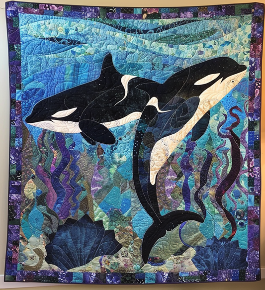 Midnight Orca Ballet Quilted Blanket - Throw (55" x 60")