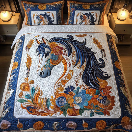 Midnight Bloom 3-Piece Quilted Bedding Set - Single (59" x 70")