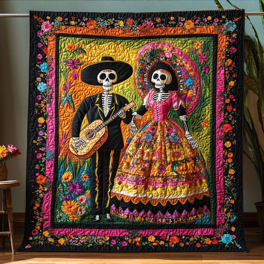 Midnight Bloom Quilted Blanket - Throw (55" x 60")