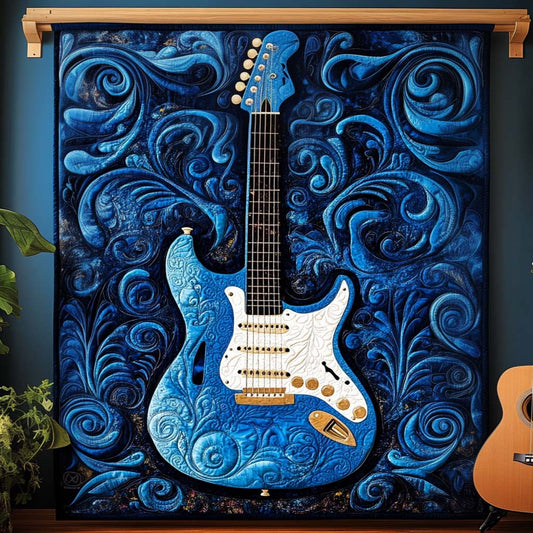 Midnight Blue Strings Quilted Blanket - Throw (55" x 60")
