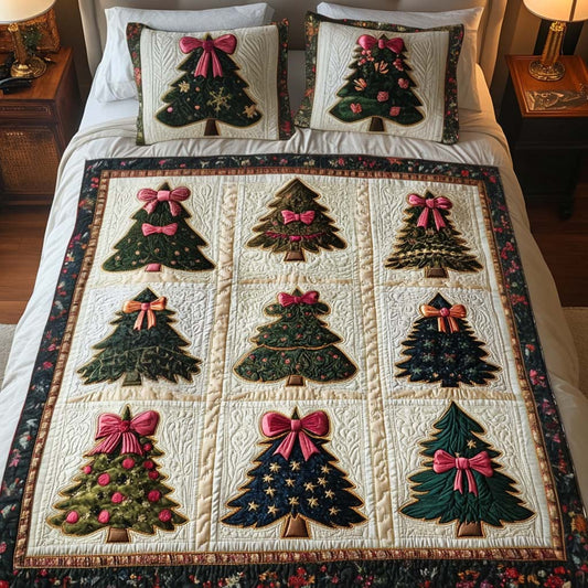 Midnight Bow 3-Piece Quilted Bedding Set - Single (59" x 70")