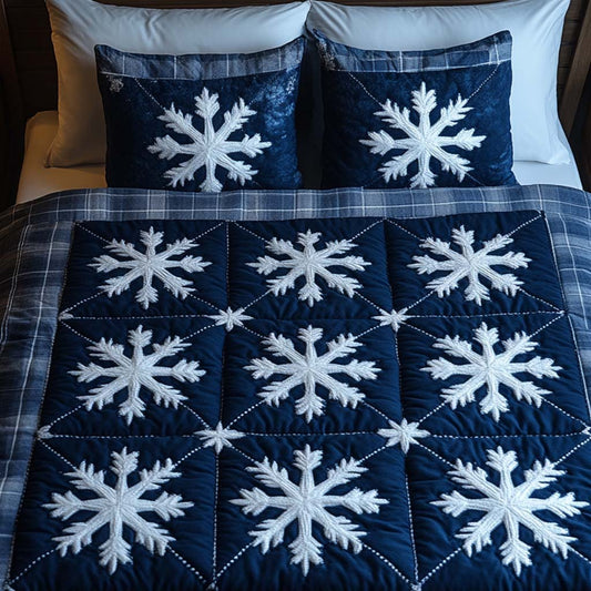 Midnight Flakes 3-Piece Quilted Bedding Set - Single (59" x 70")