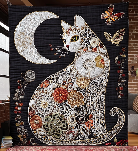 Midnight Meow Quilted Blanket - Throw (55" x 60")