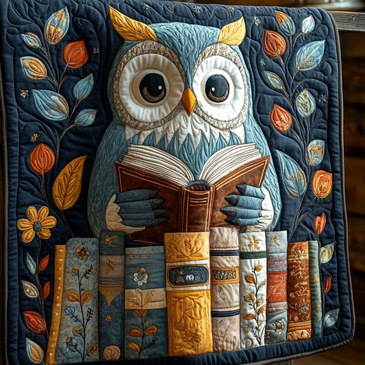 Midnight Owl Reading Quilted Blanket - Throw (55" x 60")