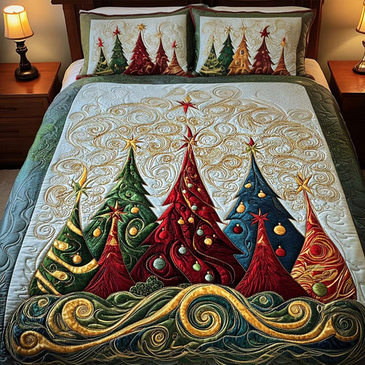 Midnight Snow Dance 3-Piece Quilted Bedding Set - Single (59" x 70")
