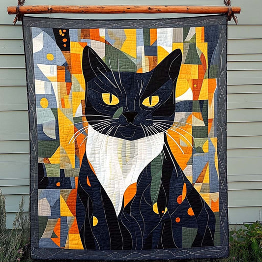 Midnight Whiskers Quilted Blanket - Throw (55" x 60")