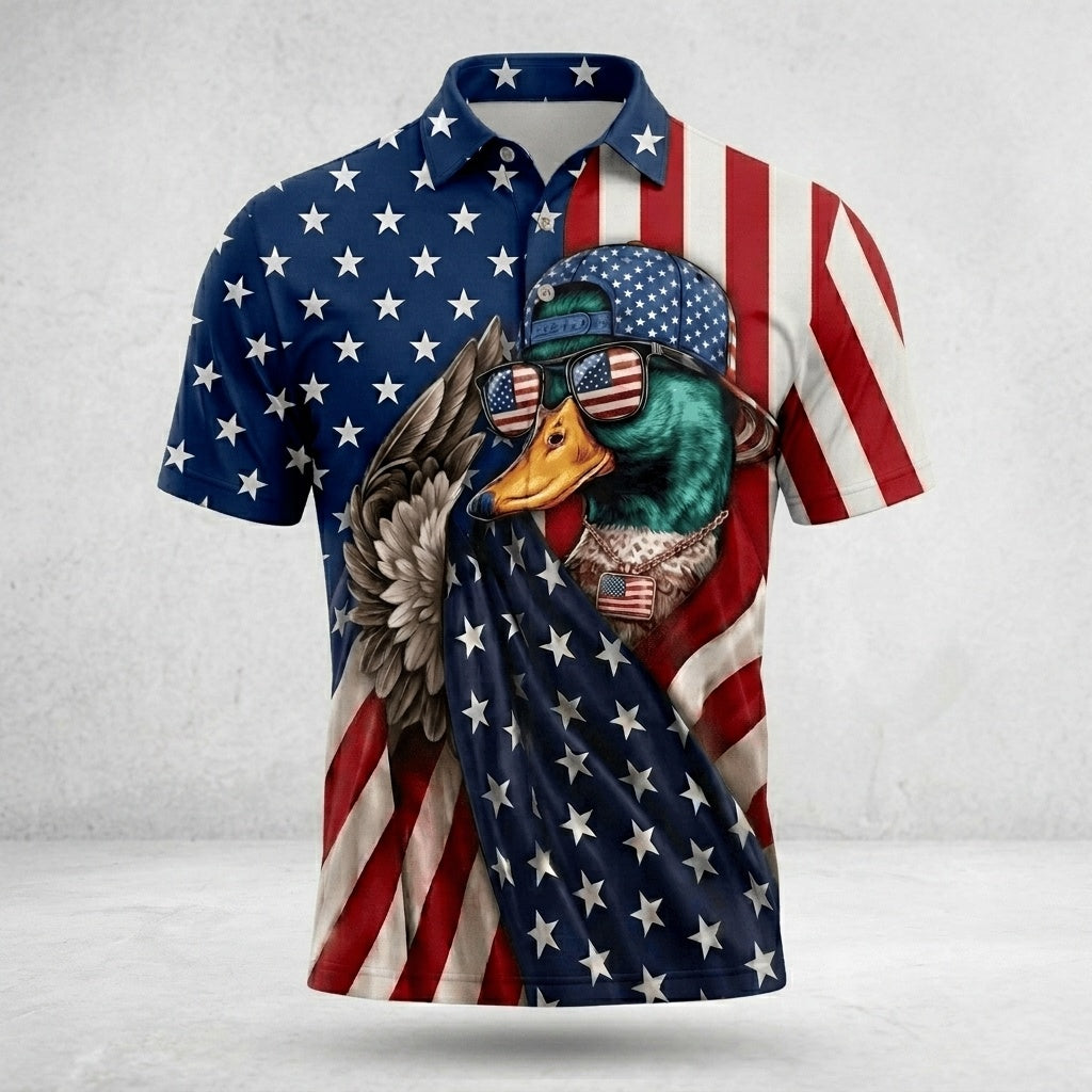Mallard Duck Patriot Men Polo Shirt
