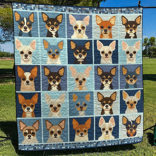 Modern Chihuahua Quilted Blanket - Throw (55" x 60")
