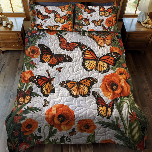 Monarch Butterflies 3-Piece Quilted Bedding Set - Single (59" x 70")