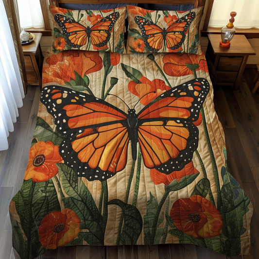 Monarch Butterfly 3-Piece Quilted Bedding Set - Single (59" x 70")