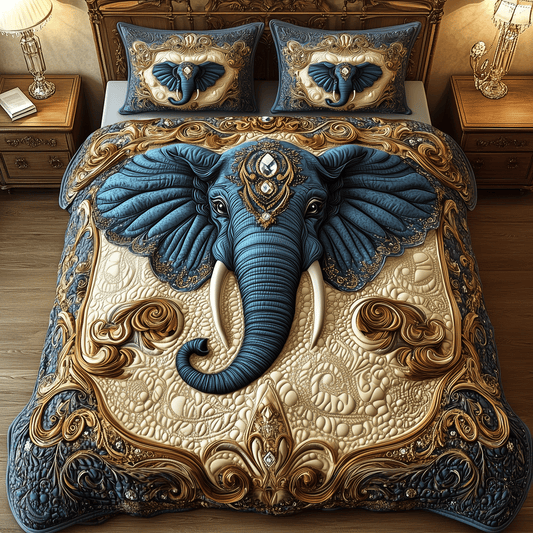Monarch Elephant Haven 3-Piece Quilted Bedding Set - Single (59" x 70")