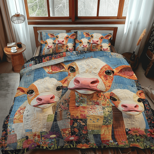 Moo Crew 3-Piece Quilted Bedding Set - Single (59" x 70")