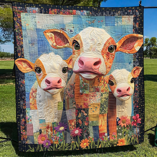 Moo Crew Quilted Blanket - Throw (55" x 60")