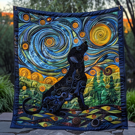 Moon Night Puppy Quilted Blanket - Throw (55" x 60")