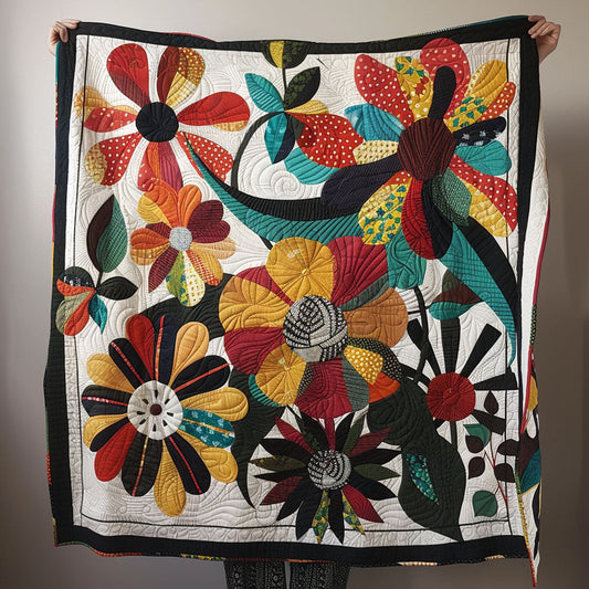 Moonlit Blossoms Quilted Blanket - Throw (55" x 60")