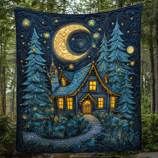 Moonlit Forest Haven Quilted Blanket - Throw (55" x 60")