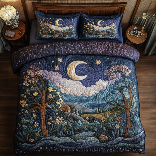 Moonlit Trail 3-Piece Quilted Bedding Set - Single (59" x 70")