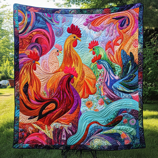 Morning Cluck Symphony Quilted Blanket - Throw (55" x 60")