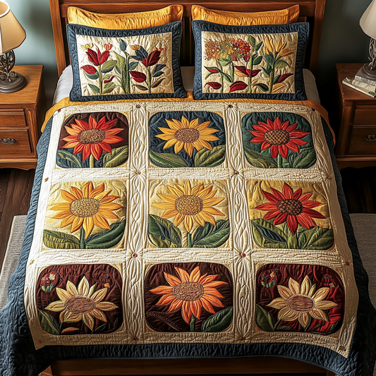 Morning Petals 3-Piece Quilted Bedding Set - Single (59" x 70")