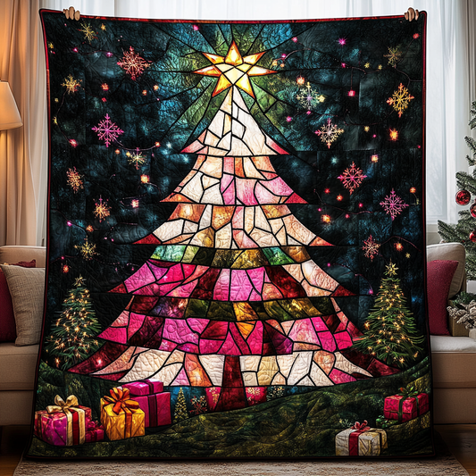 Mosaic Tree Christmas Quilted Blanket - Baby (30" x 40")